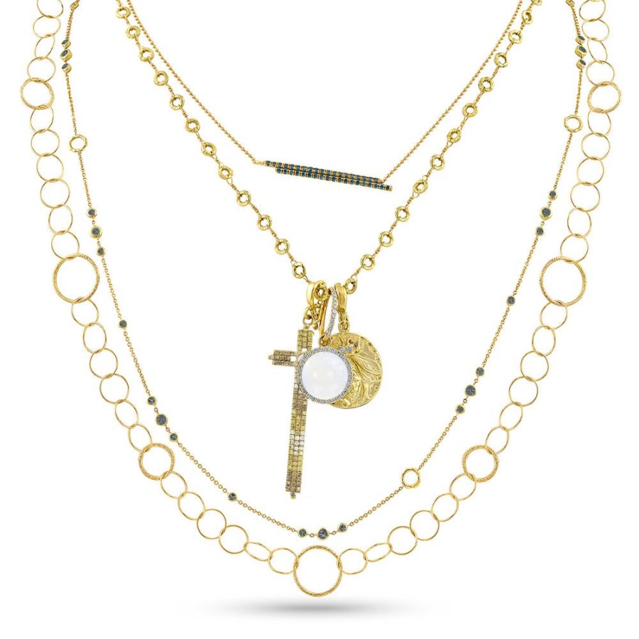 Jewelry dominique cohen Core Chains | Blue Sapphire Trios Delicate Necklace,In 18K Yellow Gold,42 Inch