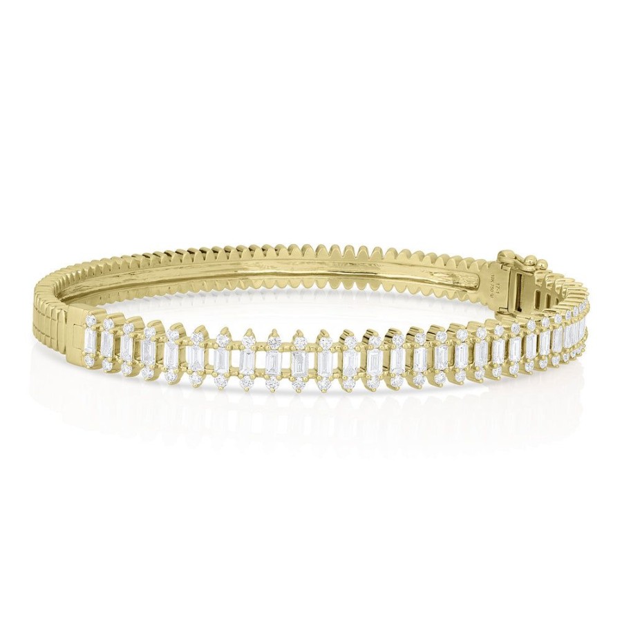 Jewelry dominique cohen | Baguette Diamond Icicle Bangle (1.85Ct), In 18K Yellow Gold