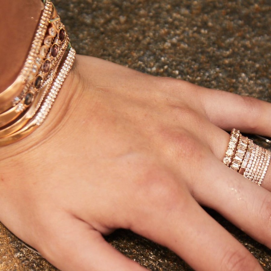 Jewelry dominique cohen | Champagne Diamond Milgrain Stack Ring (Delicate), In 18K Rose Gold