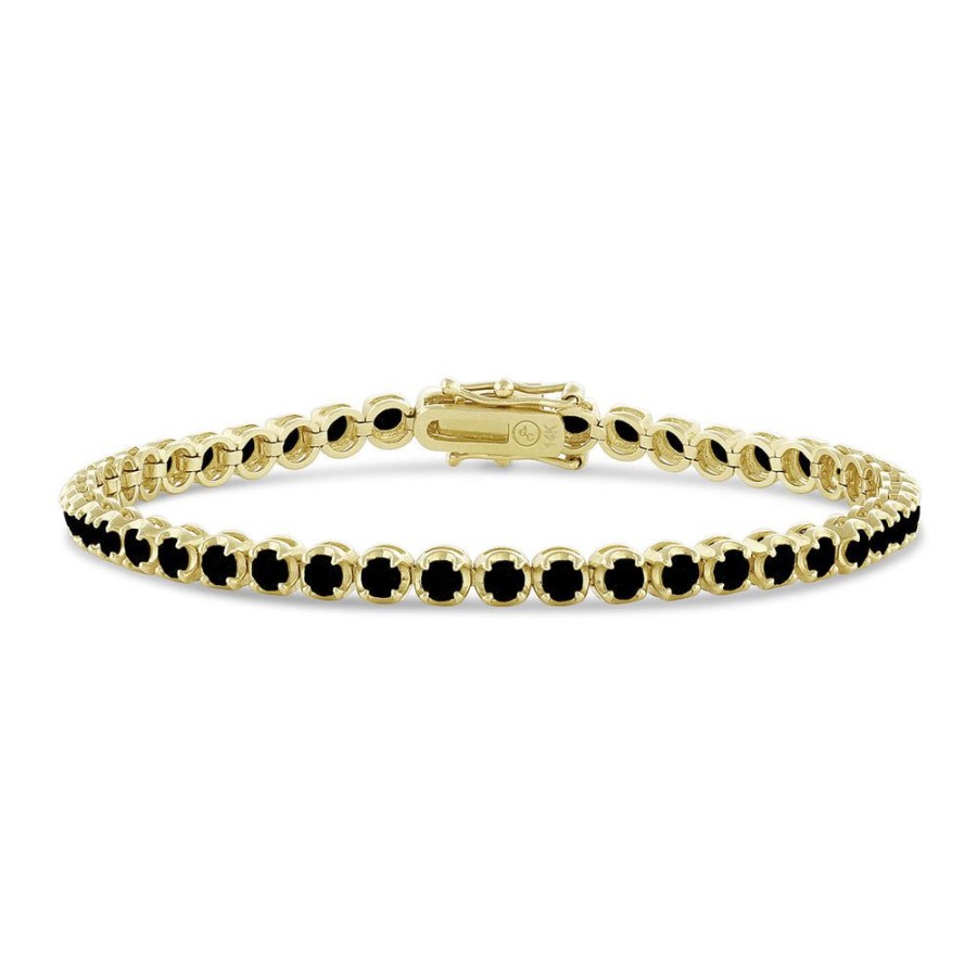 Jewelry dominique cohen | Black Diamond Crown-Set Tennis Bracelet (4.25Ct),In 14K Yellow Gold