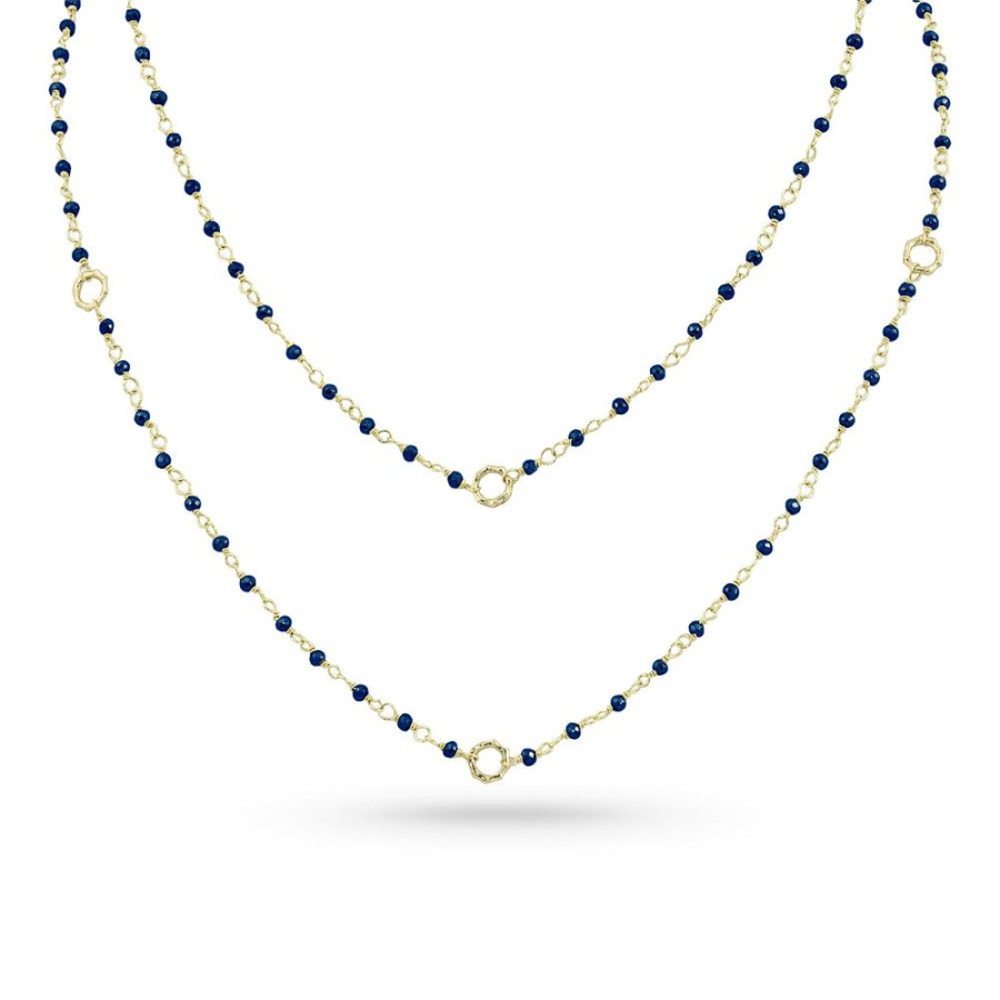 Jewelry dominique cohen Gemstone Chains & Strands & Pearls | Iolite Sloan Delicate Layering Necklace, In 18K Yellow Gold, 42 Inch