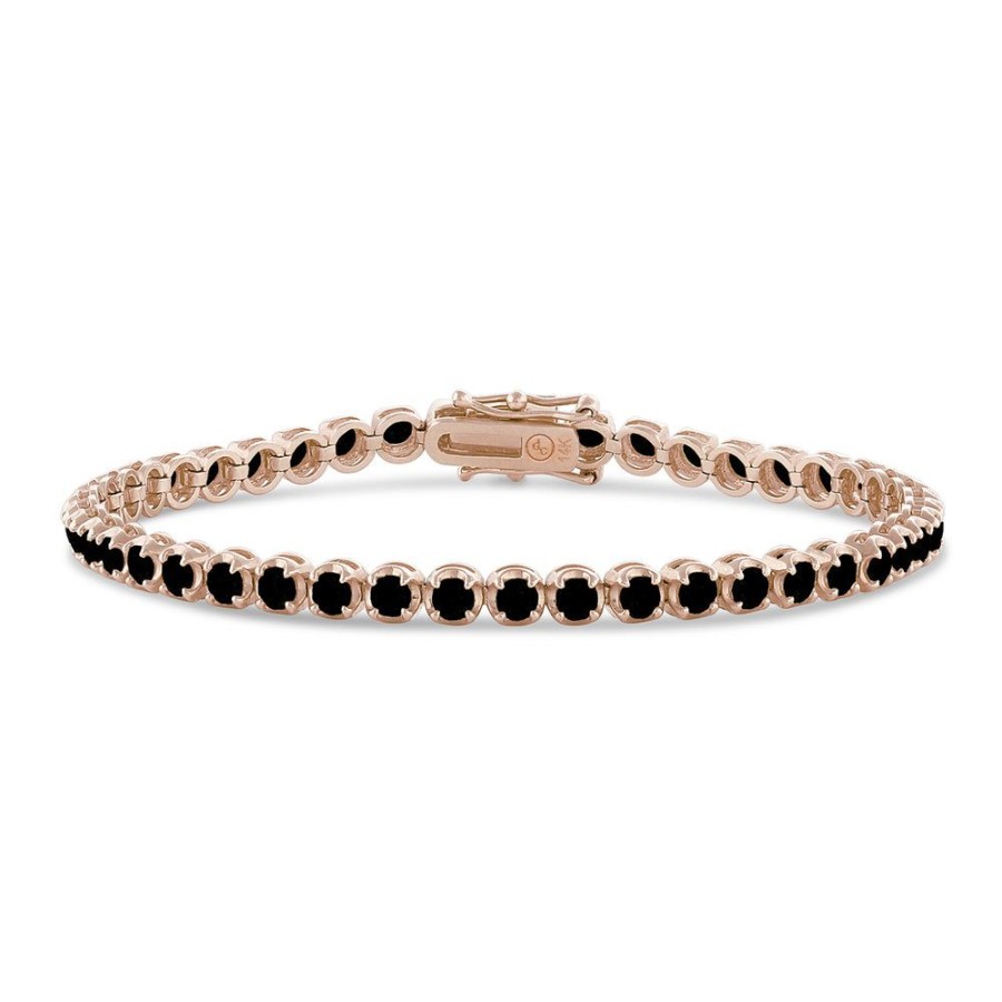 Jewelry dominique cohen | Black Diamond Crown-Set Tennis Bracelet (4.25Ct),In 14K Rose Gold