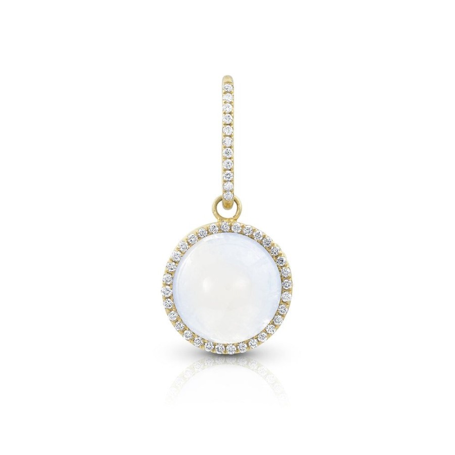 Jewelry dominique cohen | Moonstone Cabochon, Diamond Pendant (Small), In 18K Yellow Gold