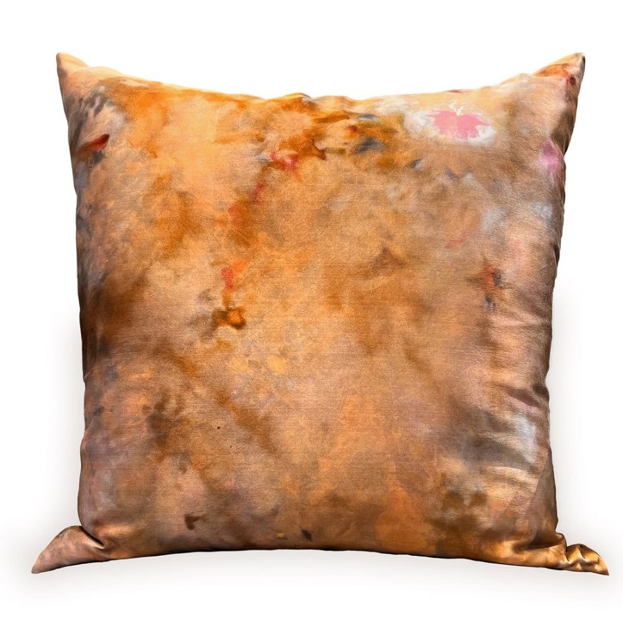 Art & Decor dominique cohen | Double-Dyed Silk, Linen Pillow,20 By 20 Inch,In Brazil Nut, Bubblegum