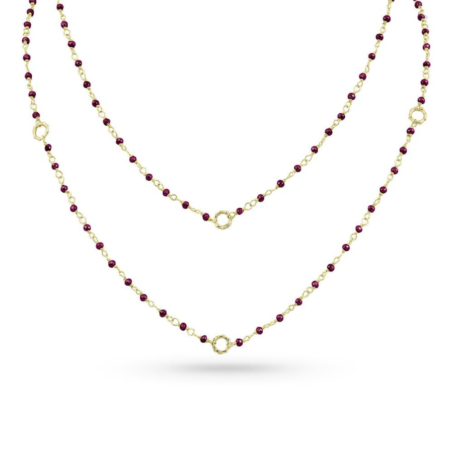 Jewelry dominique cohen Gemstone Chains & Strands & Pearls | Ruby Sloan Delicate Necklace, In 18K Yellow Gold, 42 Inch