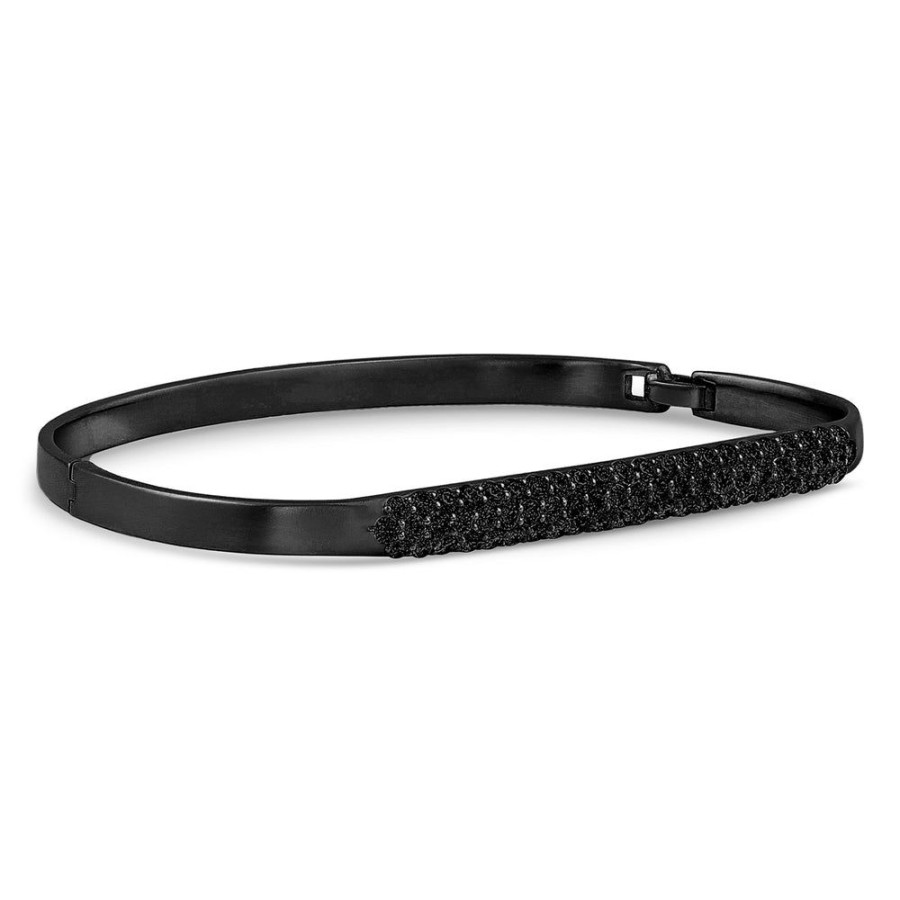 Jewelry dominique cohen | Pave Black Diamond Hinged Huggie Bangle, In 18K Black Gold