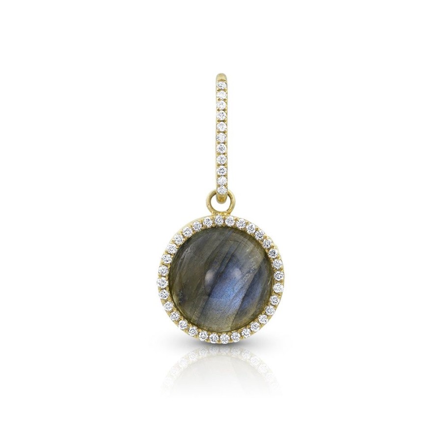 Jewelry dominique cohen | Labradorite Cabochon, Diamond Pendant (Small),In 18K Yellow Gold