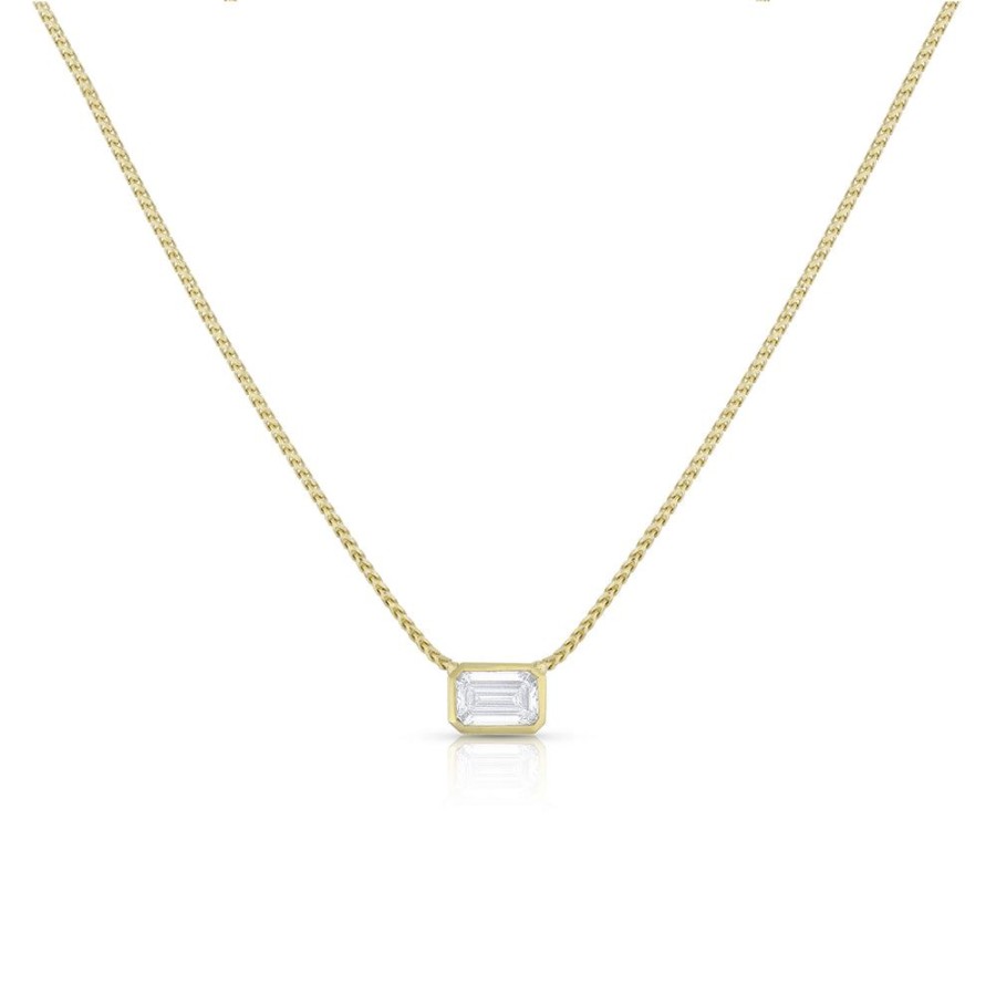 Jewelry dominique cohen Diamond-Kissed Chains & Chokers | Emerald-Cut Diamond East-West Choker,In 18K Yellow Gold,16 Inch Chain