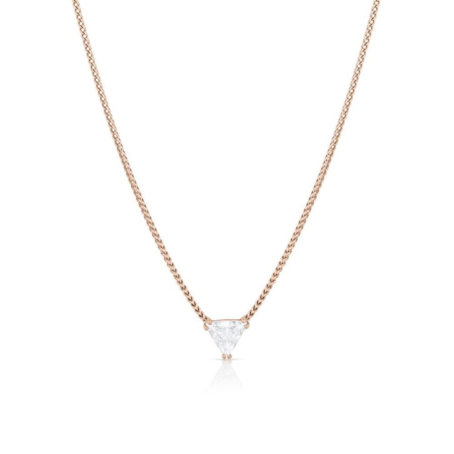 Jewelry dominique cohen Pendant Necklaces | Trillion Cut Diamond Choker,In 18K Rose Gold,18 Inch Chain