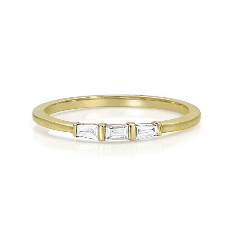 Jewelry dominique cohen | Three Baguettes Diamond Stack Ring, In 14K Yellow Gold