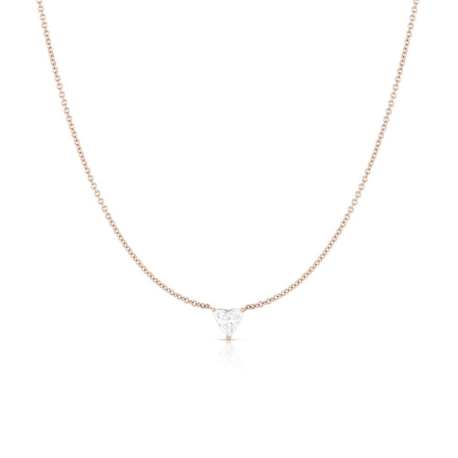 Jewelry dominique cohen Pendant Necklaces | Diamond Heart Choker,In 18K Rose Gold,18 Inch Chain