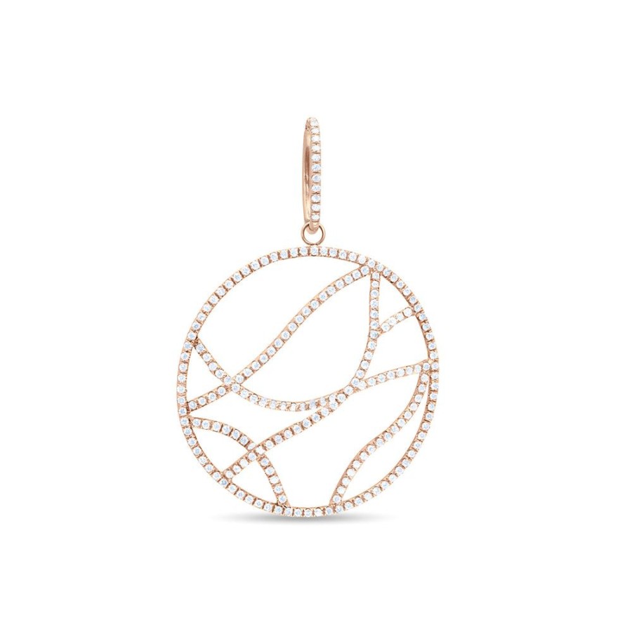 Jewelry dominique cohen | Diamond Weave Round Deco Pendant, In 18K Rose Gold