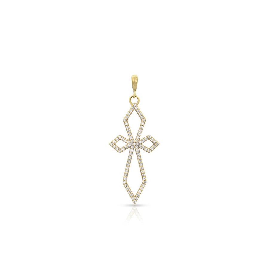 Jewelry dominique cohen | Diamond Deco Cross Enhancer (Delicate), In 18K Yellow Gold