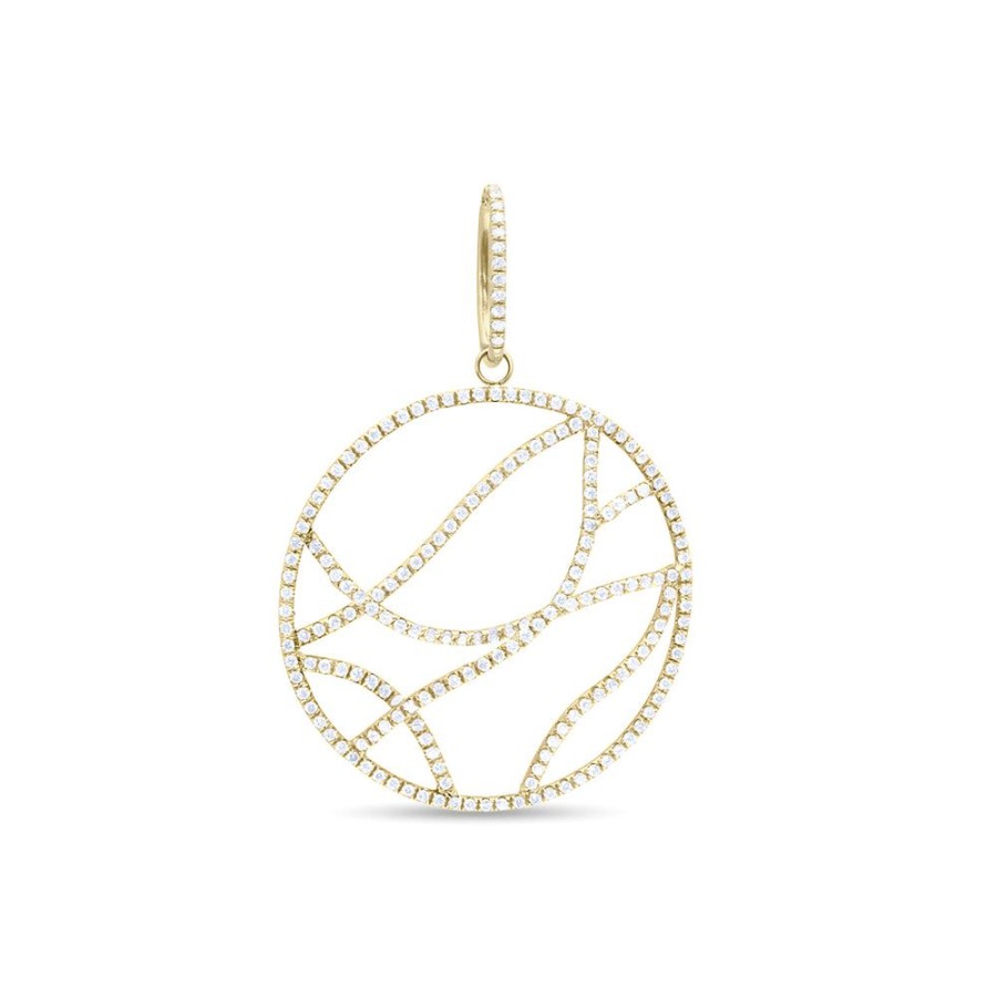 Jewelry dominique cohen | Diamond Weave Round Deco Pendant, In 18K Yellow Gold