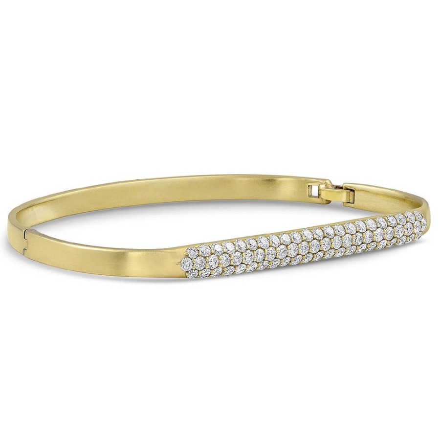 Jewelry dominique cohen | Pave Diamond Hinged Huggie Bangle, In 18K Yellow Gold