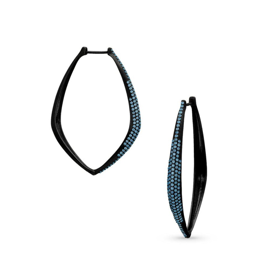 Jewelry dominique cohen | Blue Diamond Pave Talon Hoop, In 18K Black Gold