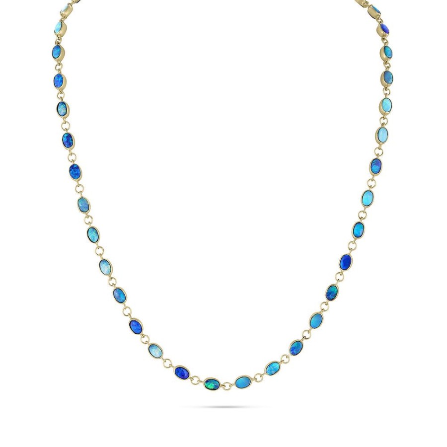 Jewelry dominique cohen Gemstone Chains & Strands & Pearls | Australian Opal Matching Doublets Two-Sided Bezel Set Layering Necklace,In 18K Yellow Gold,36 Inch