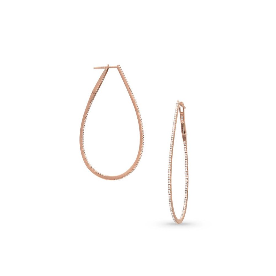 Jewelry dominique cohen | Carrie Diamond Oval Hoop Earring (1.5 Inch), In 18K Rose Gold