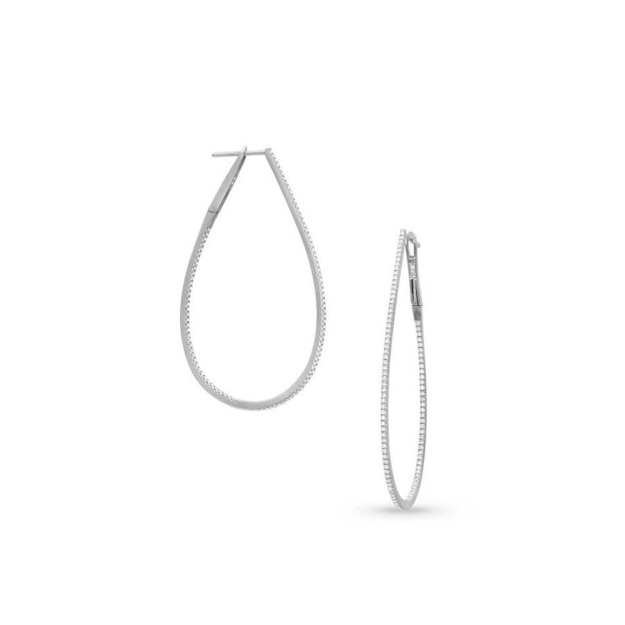 Jewelry dominique cohen | Carrie Diamond Oval Hoop Earring (1.5 Inch),In 18K White Gold